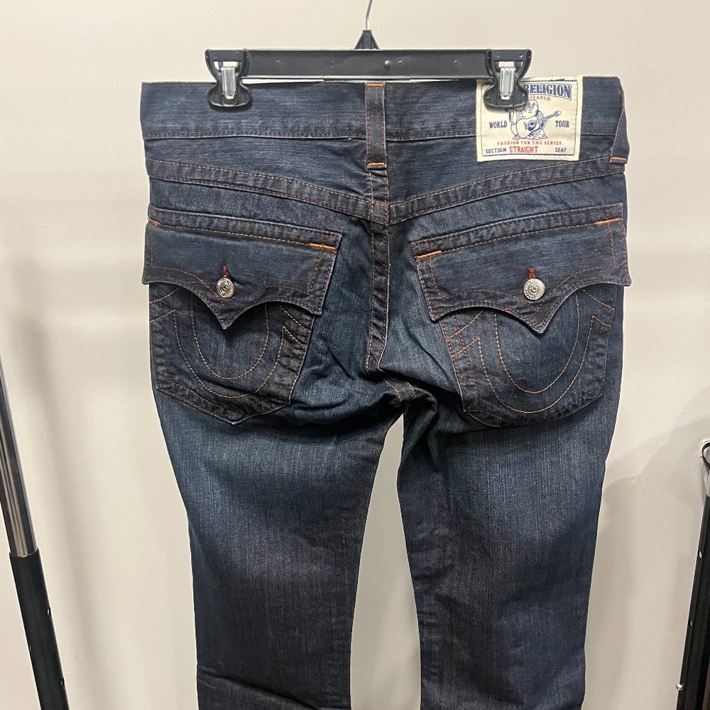 True Religion Men's Jeans Dark Blue Size: 33 Straight Fit